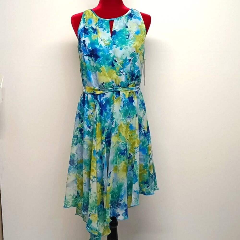 R & K asymmetrical sleeveless keyhole turquoises Midi Dress Sz 8 (M) NWT. summer - Picture 7 of 14